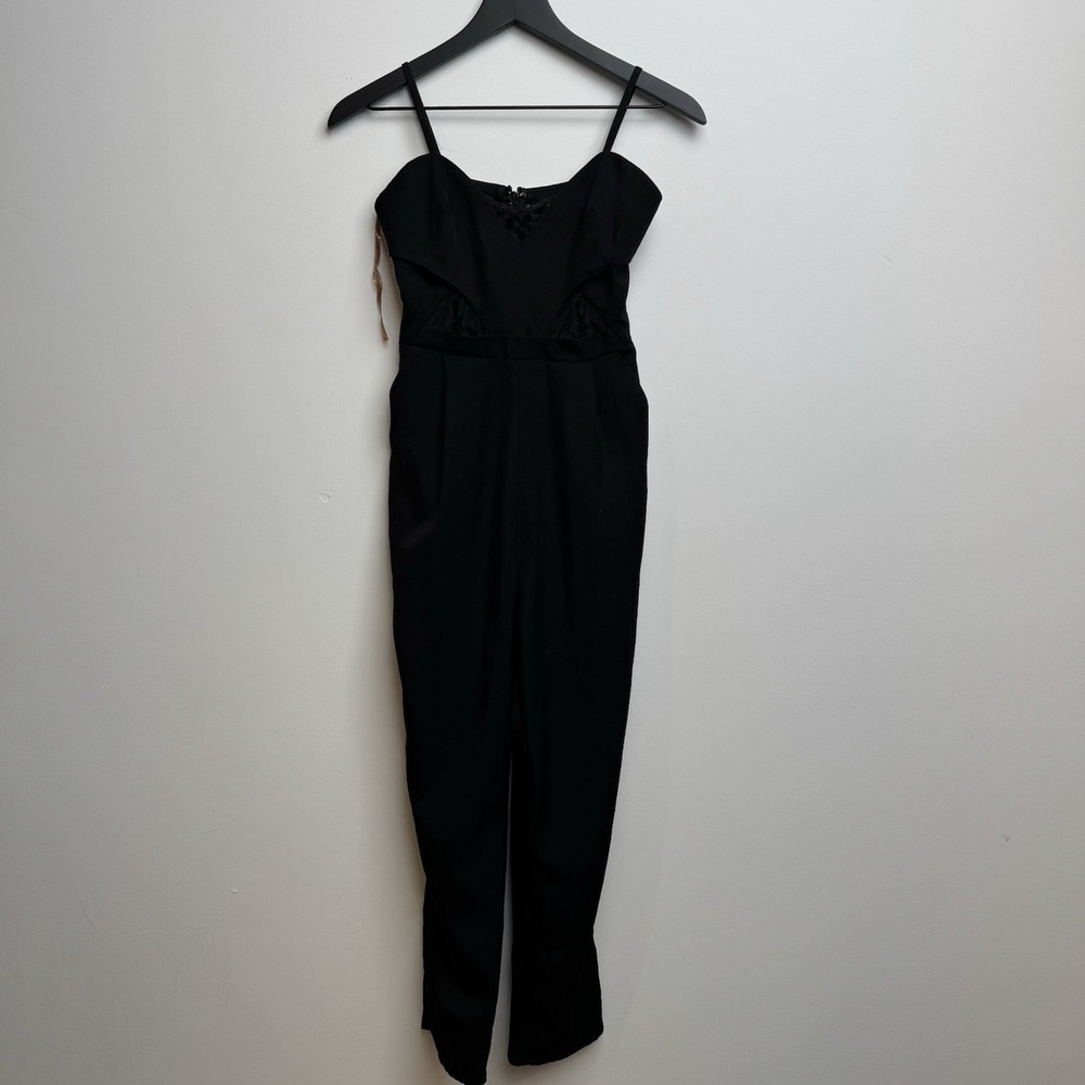 VTG Y2K Charlotte Russe‎ Dress S Black Satin Romper Maxi Sleeveless Back Women's